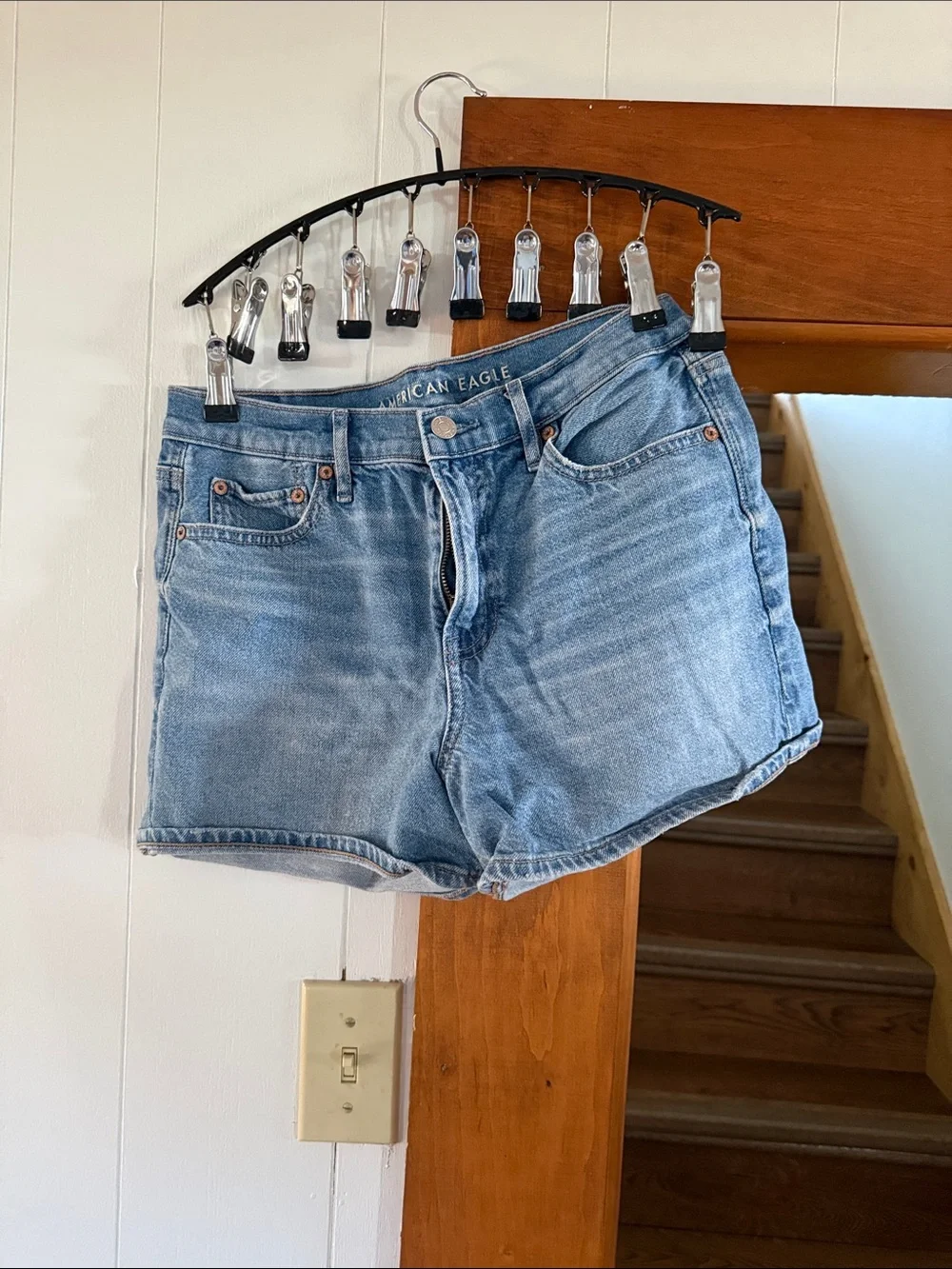 American Eagle Outfitters Washed Light Blue Denim Cutoff Shorts
